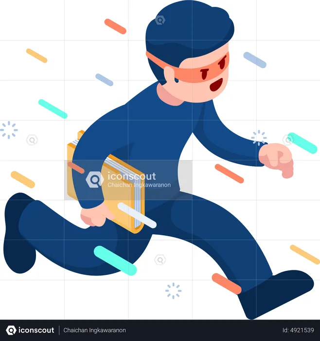 Hacker or Thief Stealing Folder  Illustration