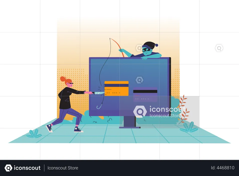 Hacker roubando cartão de crédito  Ilustração