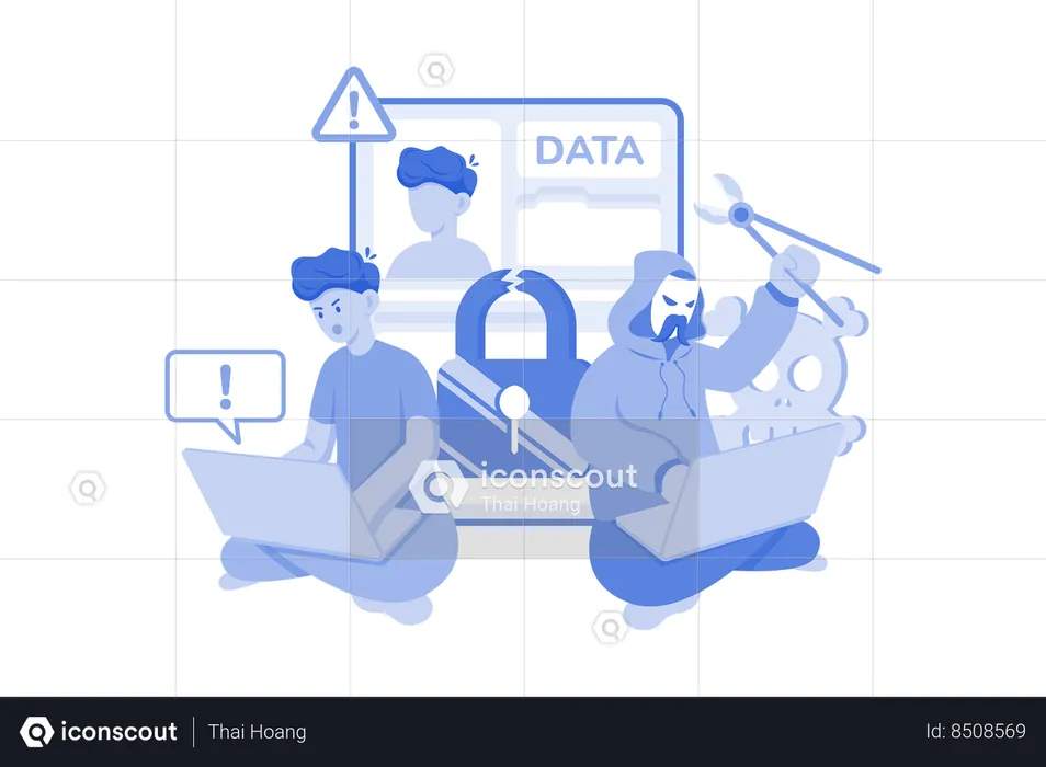 Hacker roubando dados do usuário  Ilustração