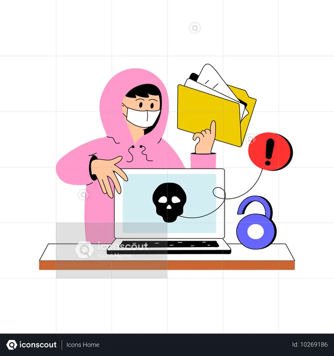 Hacker sneaking into user device  Illustration