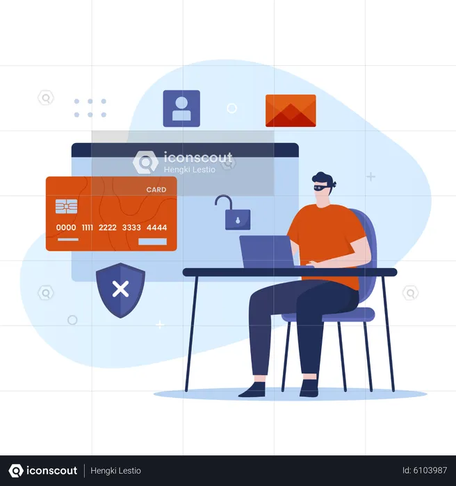 Hacker steal credit card details  Illustration