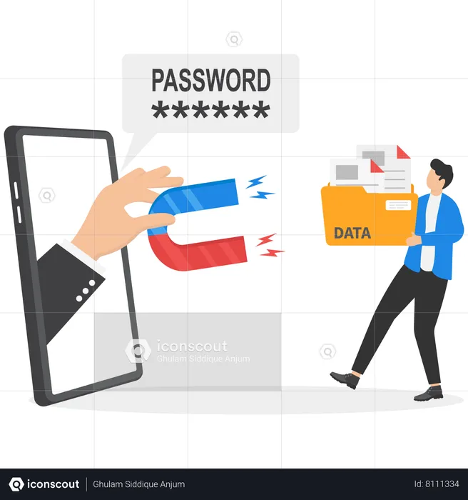 Hacker stealing confidential data online  Illustration