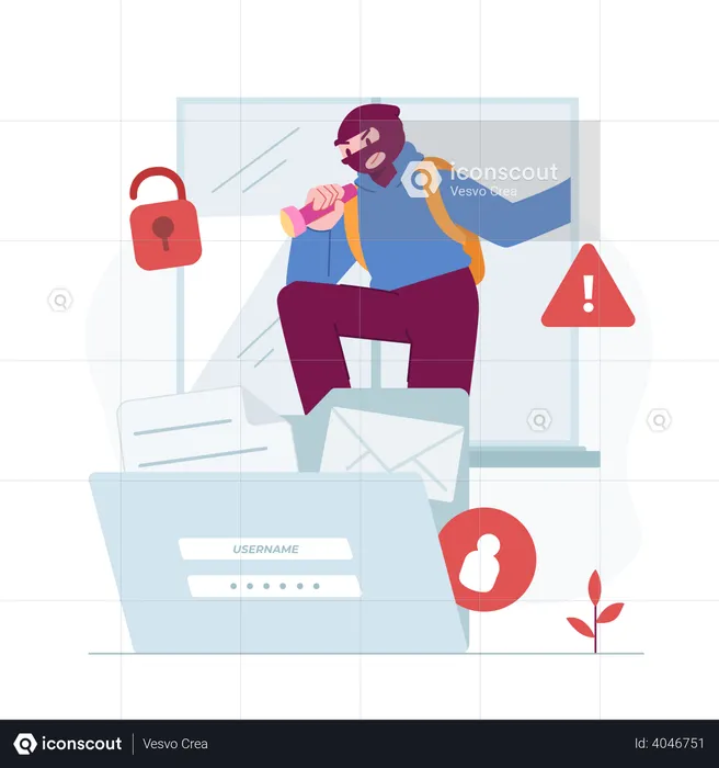 Hacker Stealing Data  Illustration