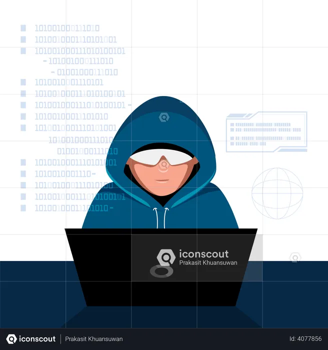 Hacker Stealing digital data  Illustration