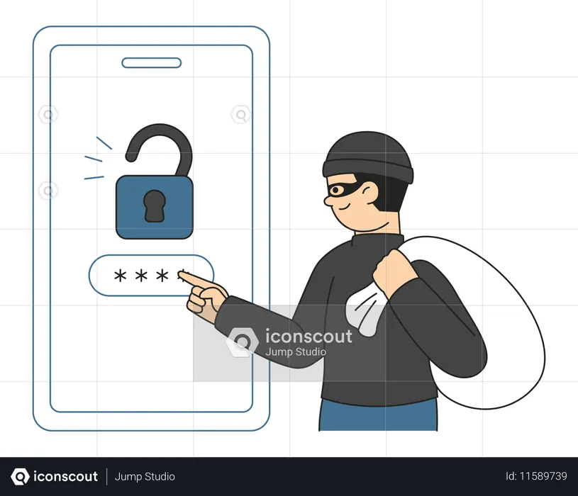 Hacker stealing mobile data  Illustration