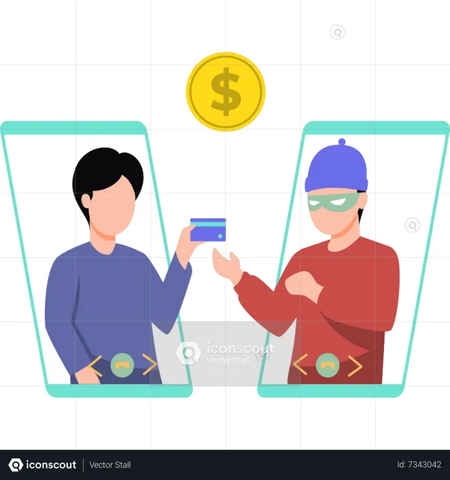 Hacker stealing money  Illustration