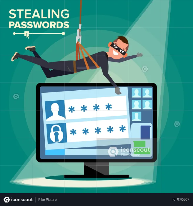 Hacker Stealing Password  Illustration