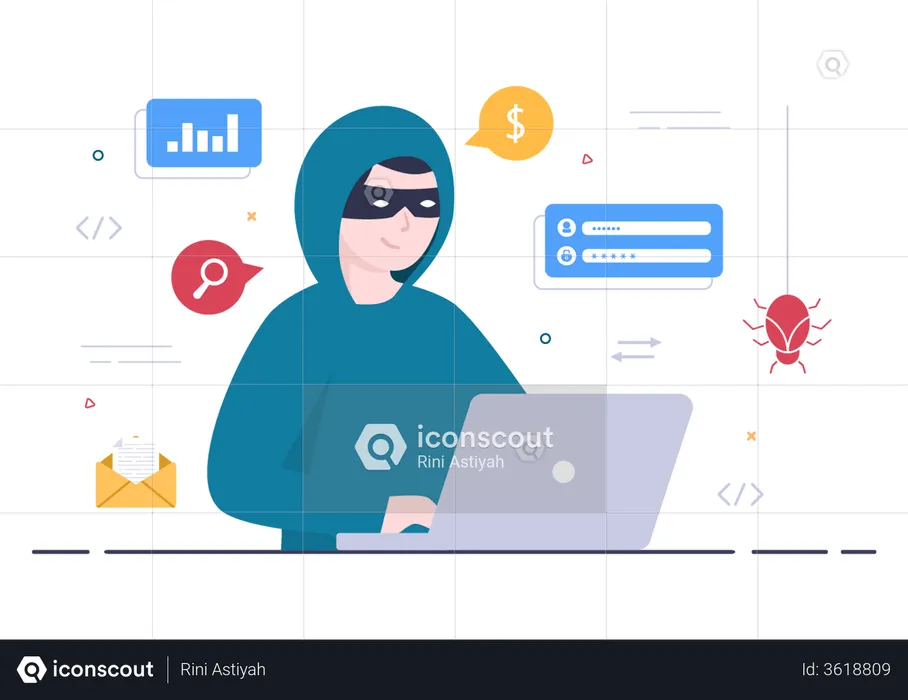 Hacker Stealing user data  Illustration