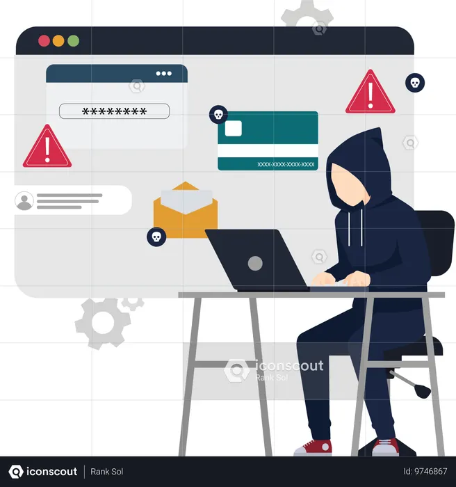 Hacker stealing user data  Illustration