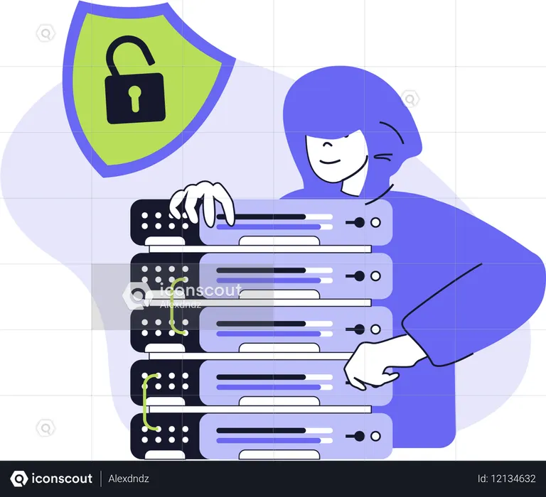 Hacker taking data from sever  Illustration