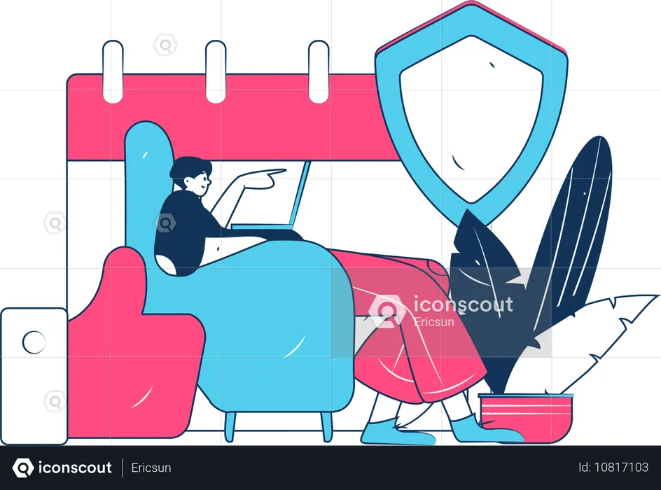 Hacker trabalha em técnicas de hacking  Ilustração