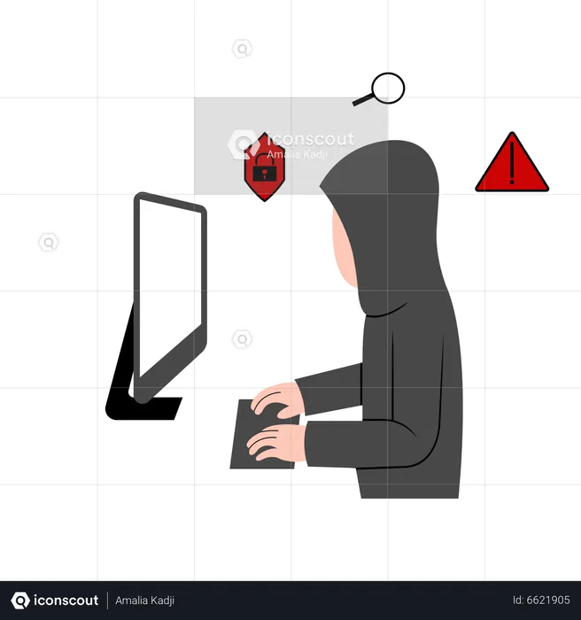 Hacker working to hack system  Illustration