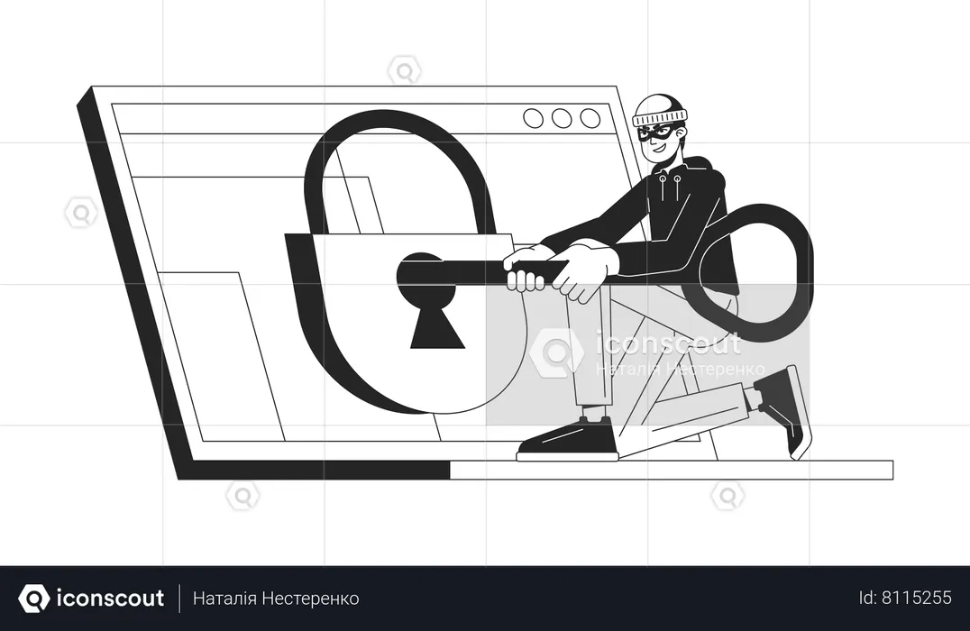 Hacking padlock  Illustration