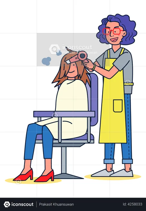 Hair cutting by female hair dresser  Illustration