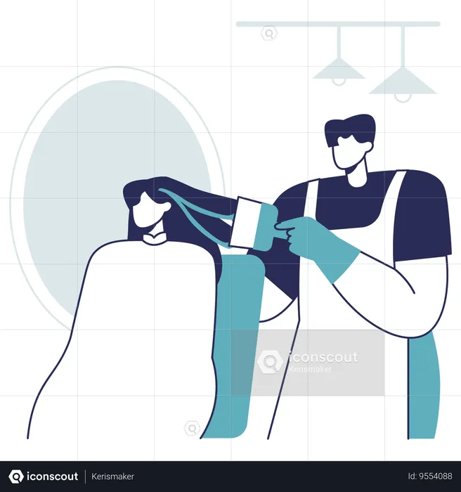 Hair stylist dying hair  Illustration