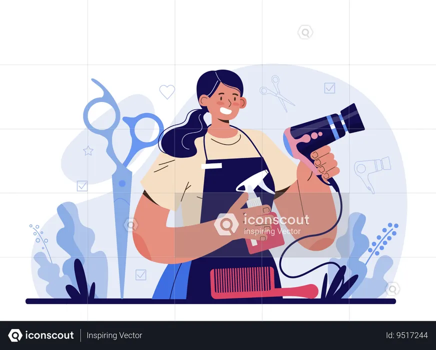 Hairdresser having idea of hair care in salon  Illustration