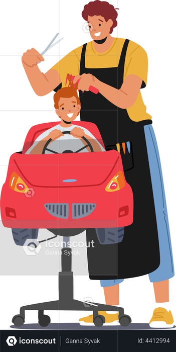 Best Premium Hairdresser Make Hairstyle to Little Child Illustration download in PNG & Vector format Best Premium Hairdresser Make Hairstyle to Little Child Illustration download in PNG & Vector format