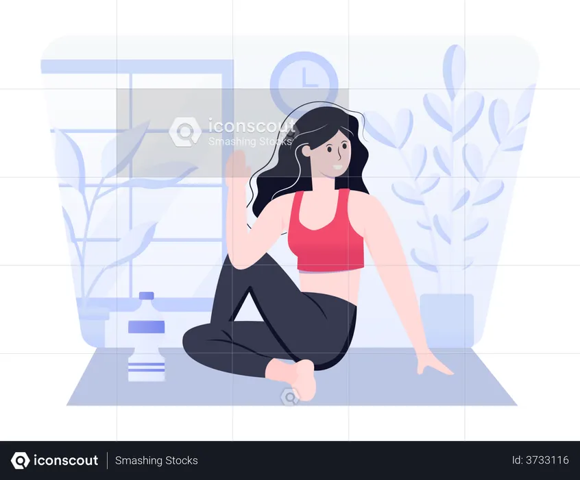 Half Lord pose by yoga trainer  Illustration