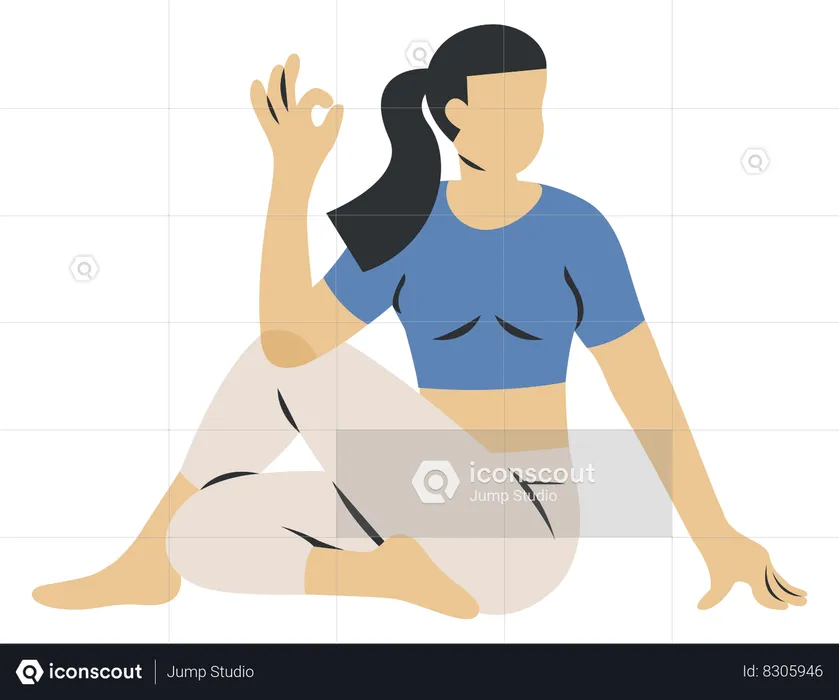 Half Spinal Twist Yoga  Illustration
