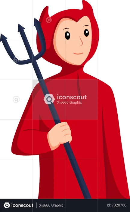 Halloween Boy with Devil Costume  Illustration