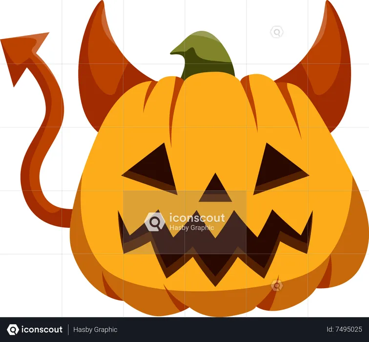 Demonio de calabaza de halloween  Ilustración