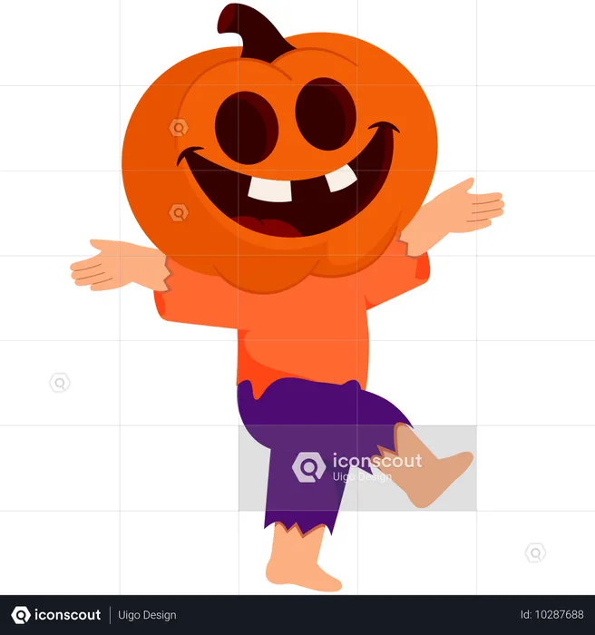 Halloween Character with pumpkin head  Illustration