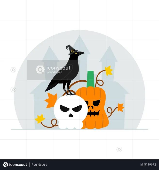 Halloween crow  Illustration