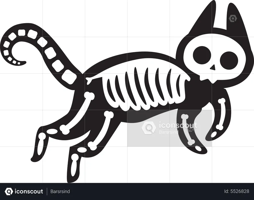 Esqueleto de gato aterrador de Halloween  Ilustración