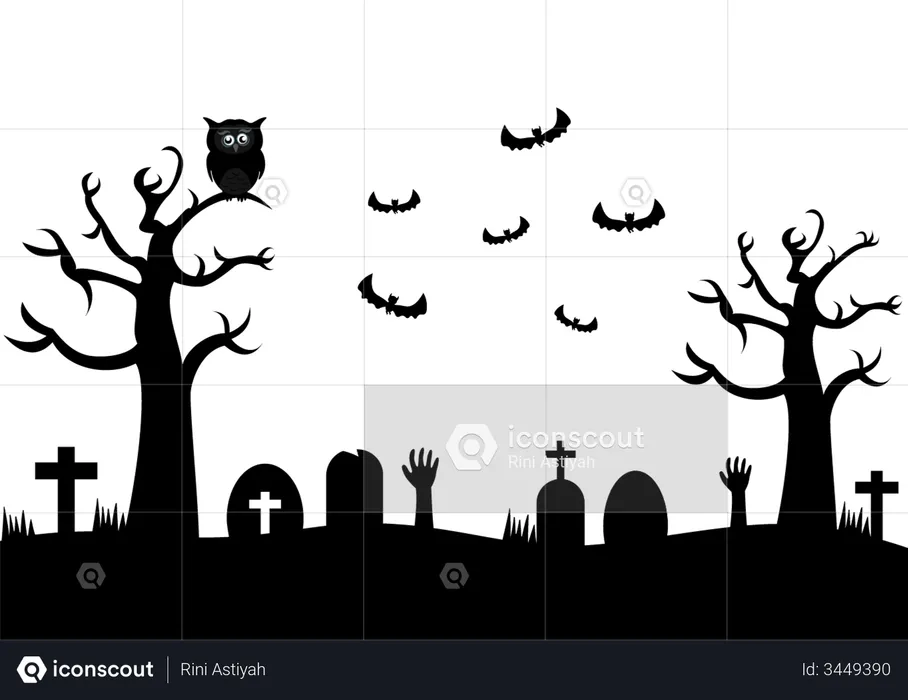 Halloween-Friedhof  Illustration