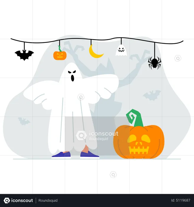 Halloween ghost man  Illustration