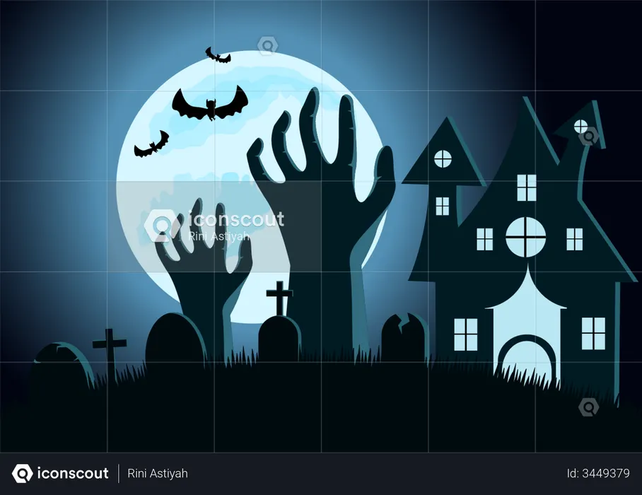 Halloween Graveyard  Illustration