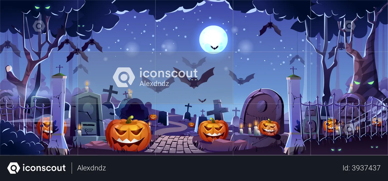 Halloween graveyard  Illustration