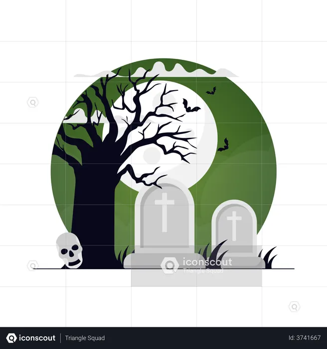 Halloween Graveyard  Illustration