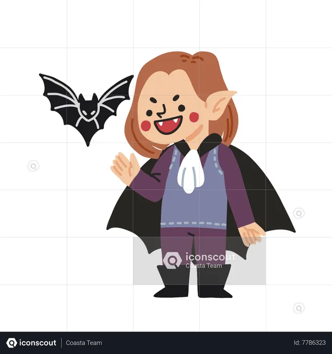 Halloween Kid Dracula Costume  Illustration