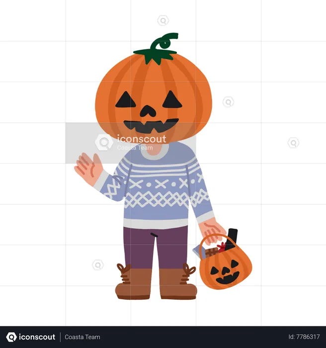 Halloween Kid Jack-O-lantern Costume  Illustration