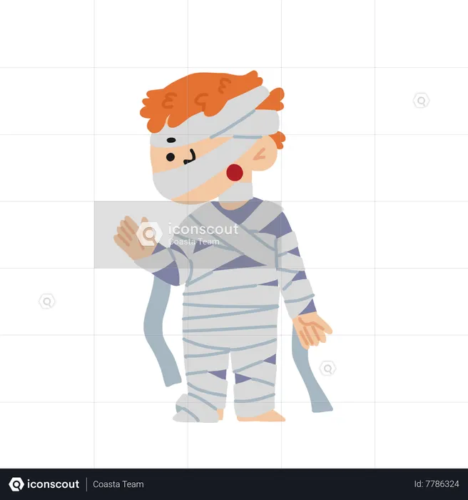 Halloween Kid Mummy Costume  Illustration