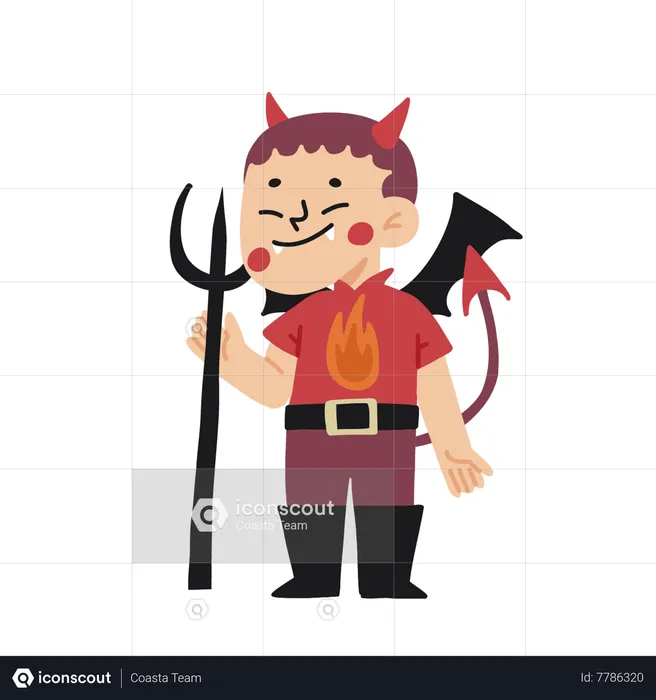 Halloween Kid Satan Costume  Illustration