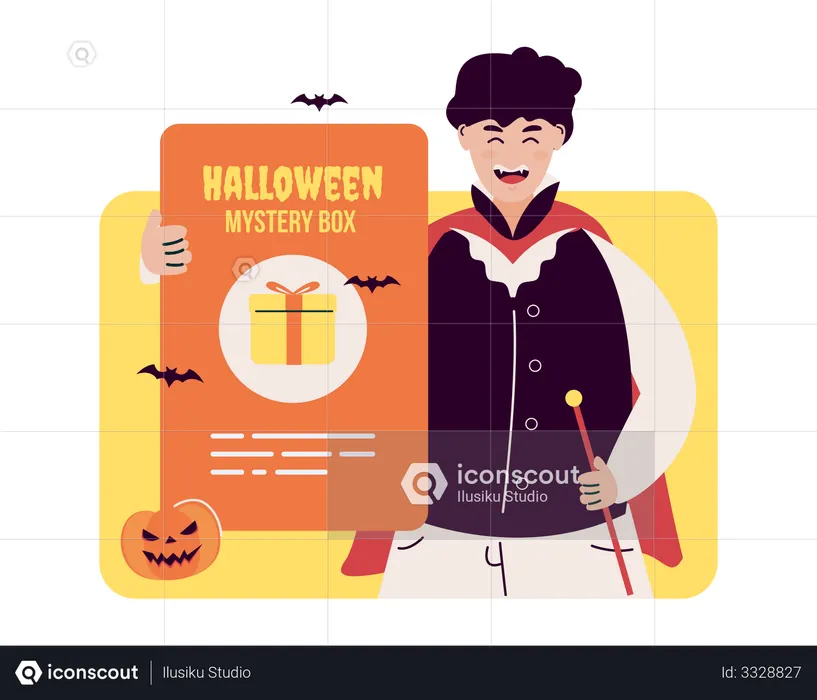 Halloween mystery box  Illustration