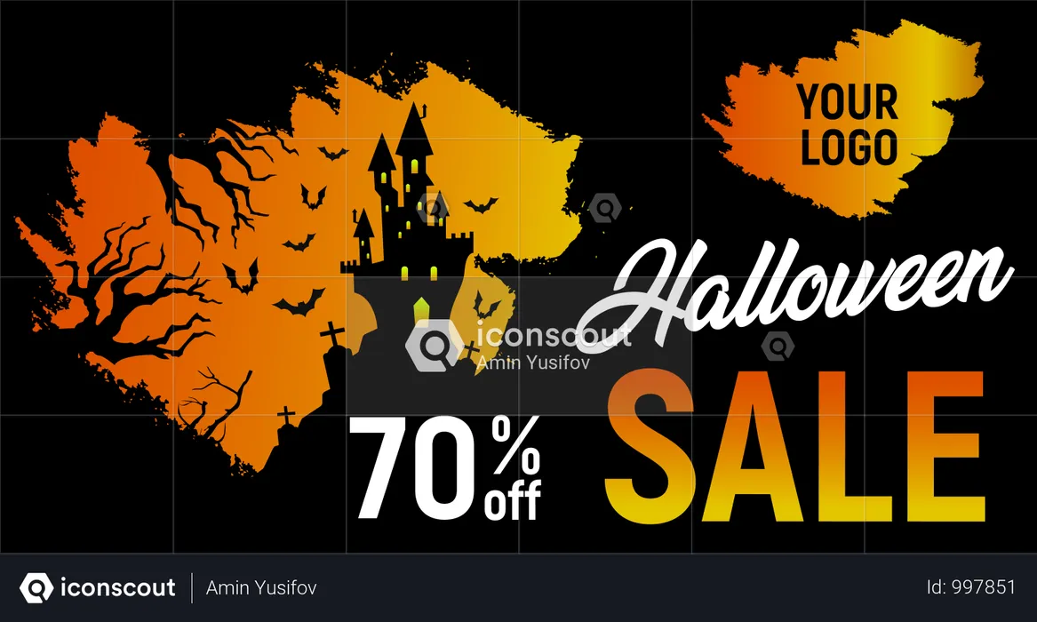 Halloween Sale, Halloween Discount Background  Illustration