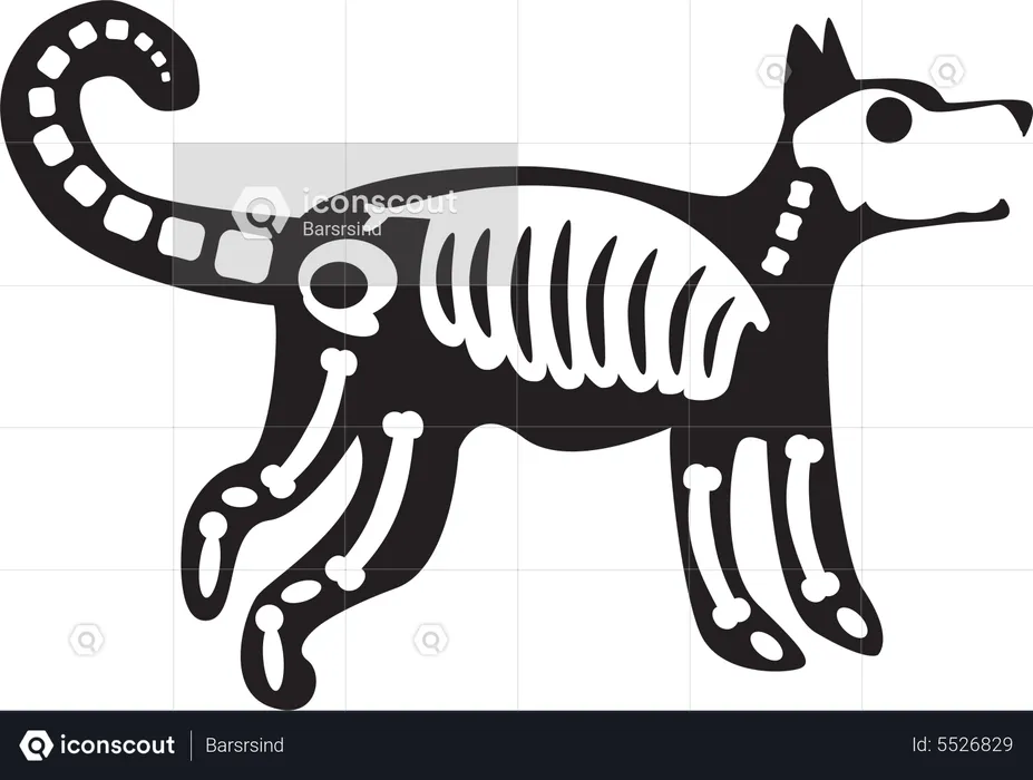 Halloween Scary Dog Skeleton  Illustration