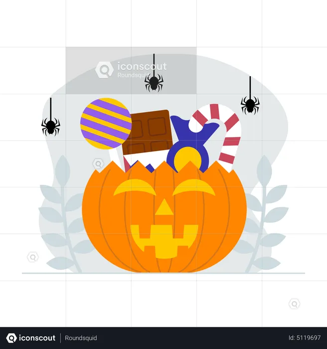 Halloween trick or treat basket  Illustration