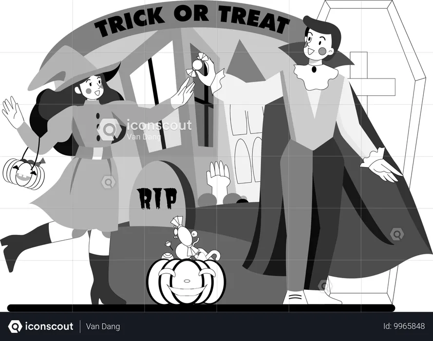 Halloween Trick Or Treat  Illustration