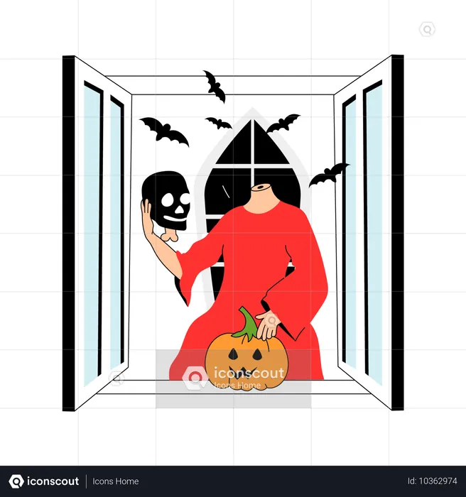 Halloween Window  Illustration