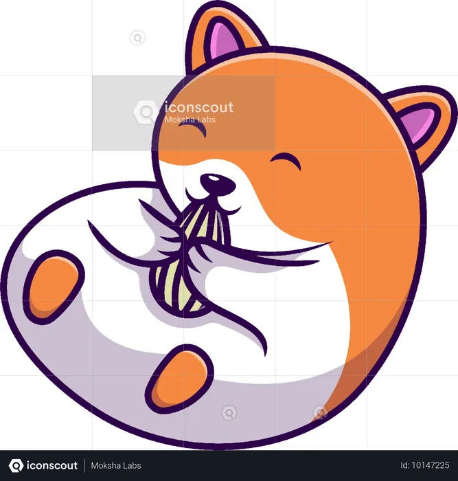 Hamster Eating While Lying  Illustration