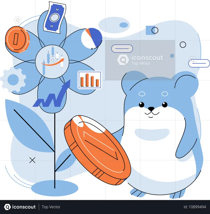 Hamster haciendo trading  Ilustración