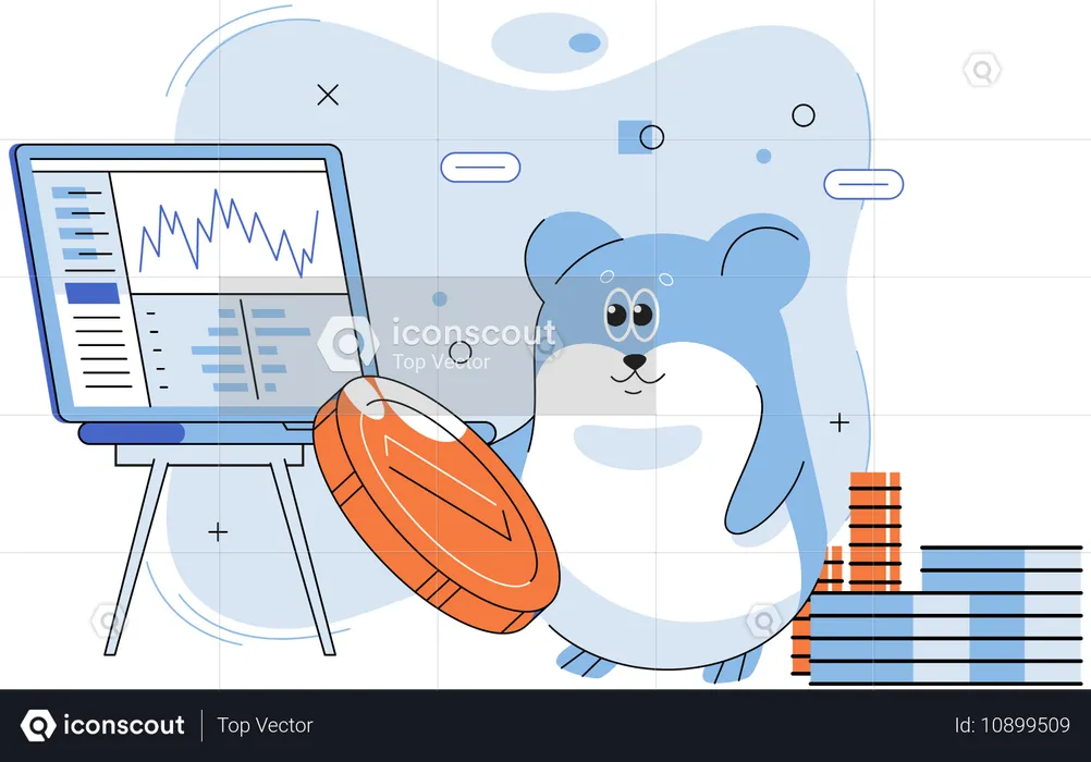 Hamster haciendo trading  Ilustración