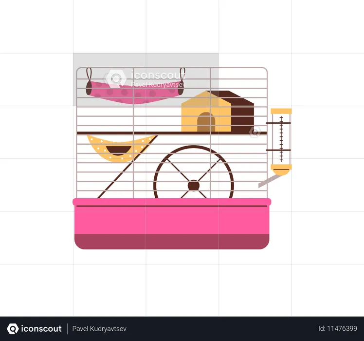 Hamster pink cage  Illustration