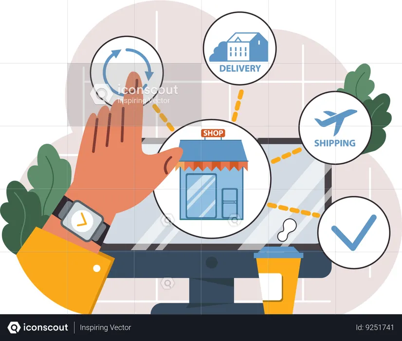 Hand click on update order tracking  Illustration