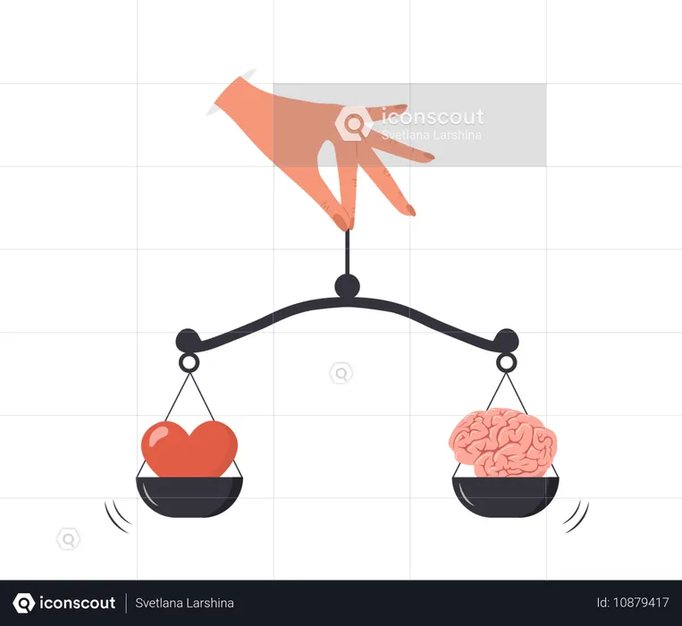 Hand Comparing Logic Thinking And Emotion On Scale  Illustration