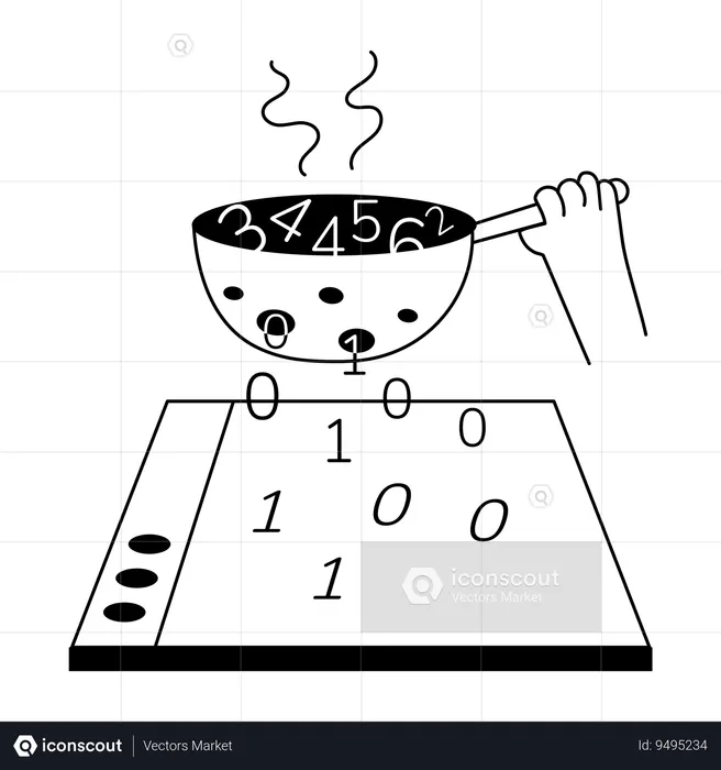 Hand cooking Binary Coding  Illustration